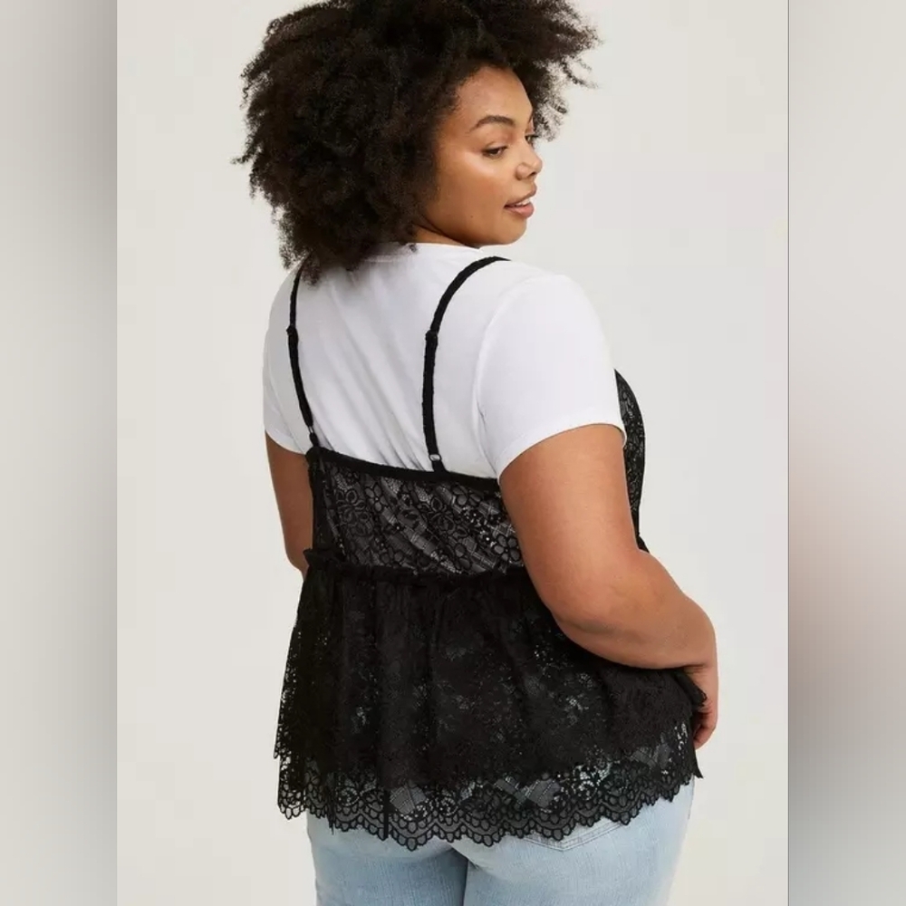 New Torrid Peplum Ruffle Cami 2Fer Top - Picture 2 of 5